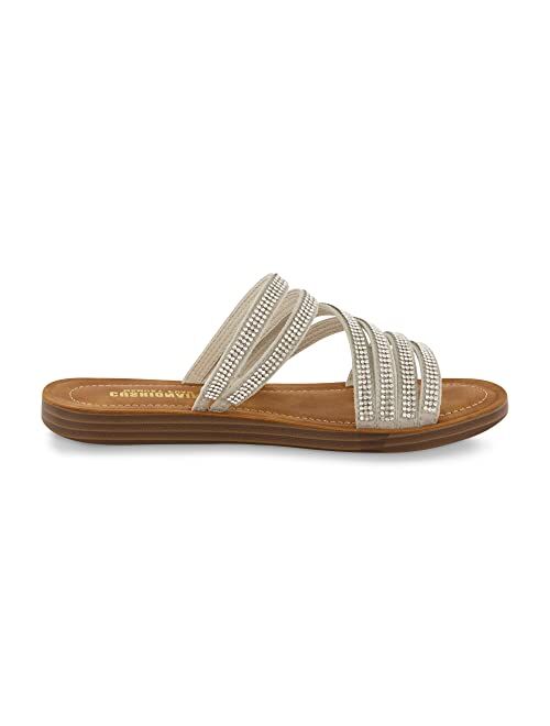 CUSHIONAIRE Women's Anabel rhinestone slide sandal +Memory Foam