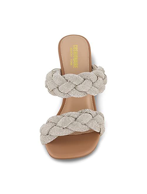 CUSHIONAIRE Women's Sparkle braided rhinestone dress sandal +Memory Foam, Wide Widths Available