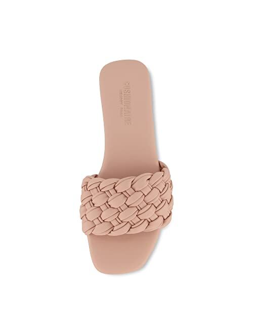 CUSHIONAIRE Women's Fez woven slide sandal +Memory Foam, Wide Widths Available