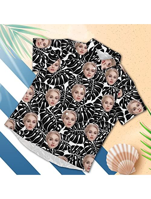 Mfiwrky Custom Face Men's Hawaiian Shirt, Personalized Novelty Hawaiian Shirt with Photo Gifts for Men Boyfriend Husband Him