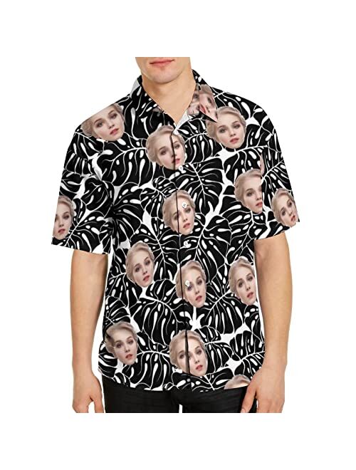 Mfiwrky Custom Face Men's Hawaiian Shirt, Personalized Novelty Hawaiian Shirt with Photo Gifts for Men Boyfriend Husband Him