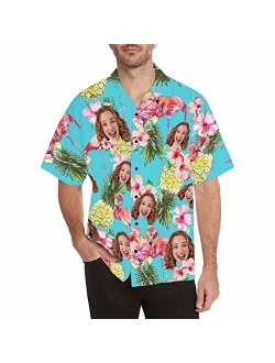 Leinterest Custom Face Funky Hawaiian Shirt Casual Men Pineapple Button Down Shortsleeve Shirts Unisex