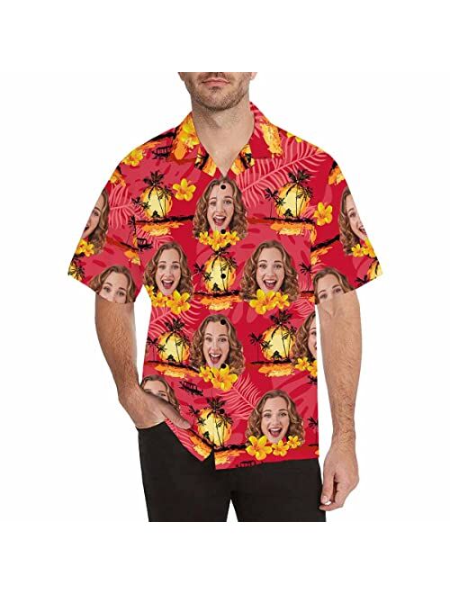 Leinterest Custom Face Funky Hawaiian Shirt Casual Men Pineapple Button Down Shortsleeve Shirts Unisex