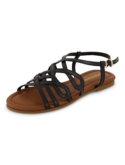 CUSHIONAIRE Women's Joanna flat sandal +Comfort Foam, Wide Widths Available