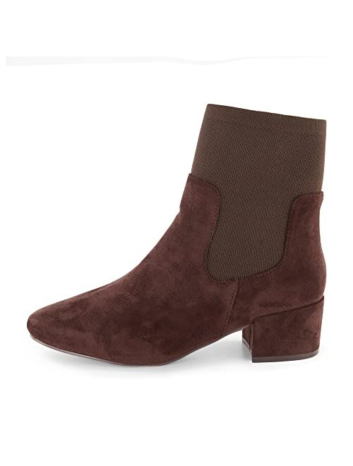 CUSHIONAIRE Women's Romi block heel stretch boot with Memory Foam Padding, Wide Widths Available