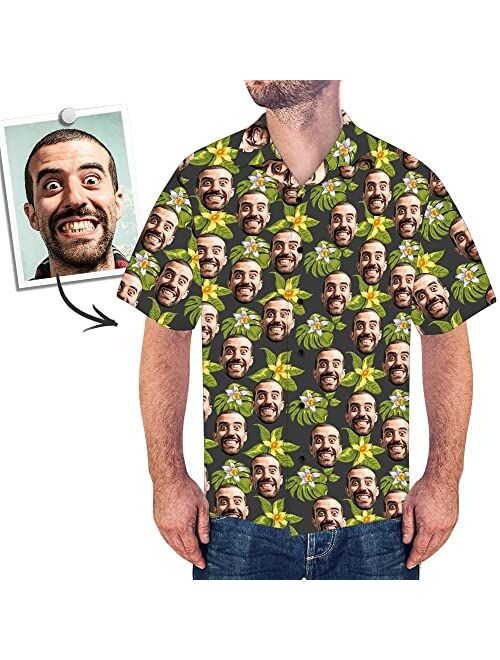 NAZENTI Hawaiin Shirt for Men Women Custom Face Shirt, Personalized Photo with Face Gift US Hawaiian Shirt for Men Women