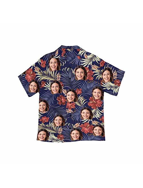 YESCUSTOM Personalized Hawaiian Shirt for Men Women, Tropical Custom Photo Face Short Sleeves Shirts for Beach/Pool Party