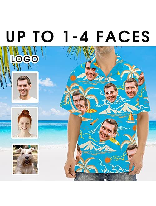 Generic Custom Face Hawaiian Shirt, Custom Hawaiian Shirt with Face, Funny Hawaiian Shirts for Men/Women, Personalized Photo Men Women Picture Flowers Fruit Beach Pet Shi