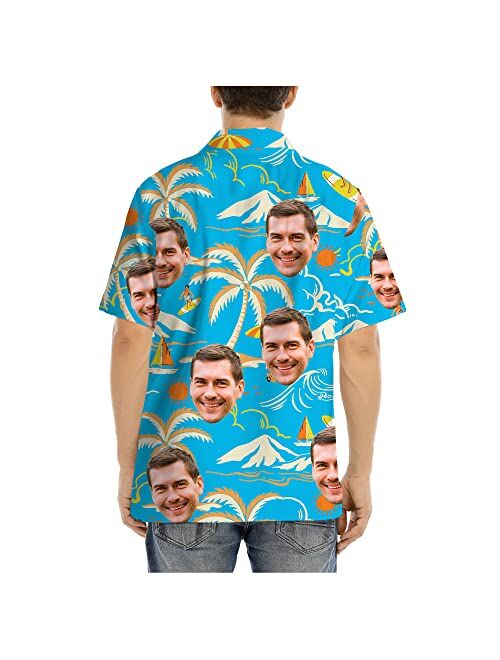 Generic Custom Face Hawaiian Shirt, Custom Hawaiian Shirt with Face, Funny Hawaiian Shirts for Men/Women, Personalized Photo Men Women Picture Flowers Fruit Beach Pet Shi