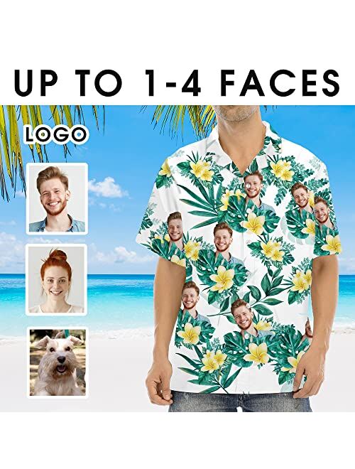 Generic Custom Face Hawaiian Shirt, Custom Hawaiian Shirt with Face, Funny Hawaiian Shirts for Men/Women, Personalized Photo Men Women Picture Flowers Fruit Beach Shirts
