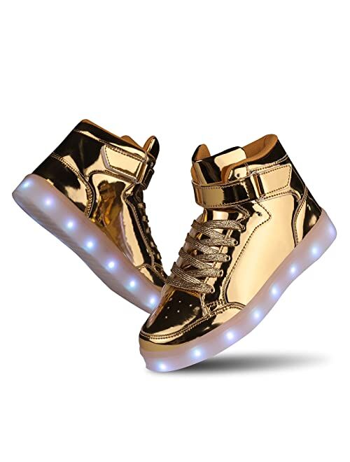 UMUERX Kids LED Light Up Shoes for Boys and Girls Cool USB Charging Flashing High-top Sneakers Child Unisex
