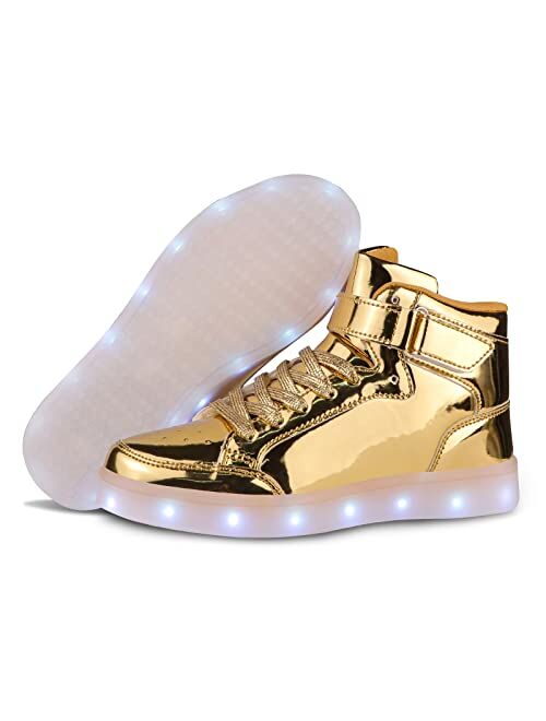 UMUERX Kids LED Light Up Shoes for Boys and Girls Cool USB Charging Flashing High-top Sneakers Child Unisex
