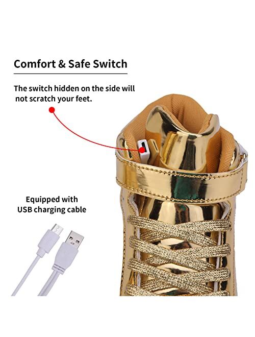 UMUERX Kids LED Light Up Shoes for Boys and Girls Cool USB Charging Flashing High-top Sneakers Child Unisex