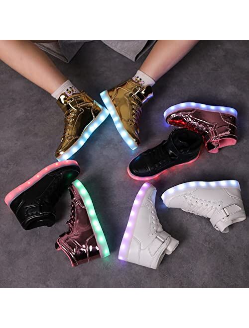 UMUERX Kids LED Light Up Shoes for Boys and Girls Cool USB Charging Flashing High-top Sneakers Child Unisex