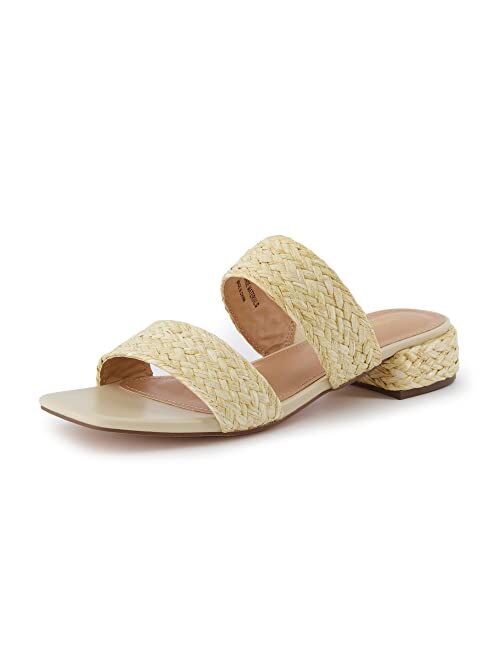 CUSHIONAIRE Women's Niki Raffia low block heel sandal +Memory Foam and Wide Widths Available