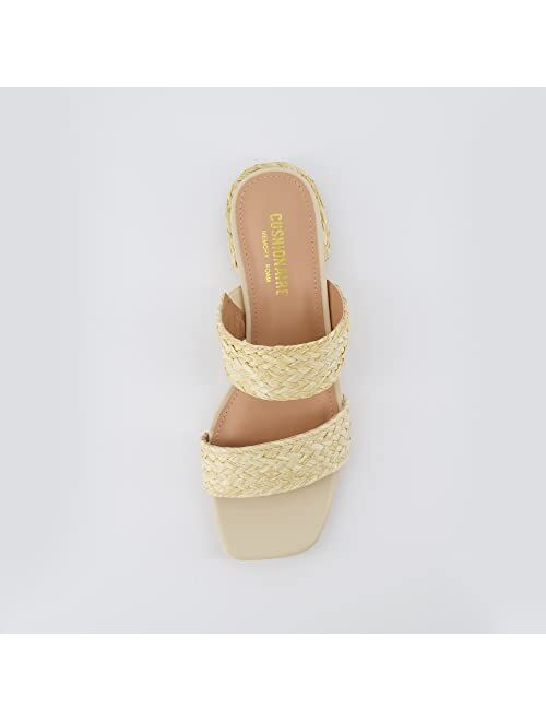 CUSHIONAIRE Women's Niki Raffia low block heel sandal +Memory Foam and Wide Widths Available