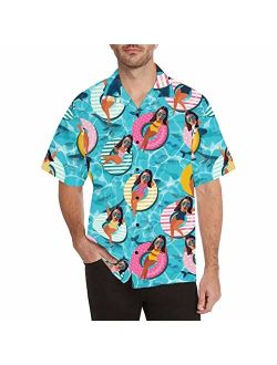 Artsadd Personalized Hawaiian Shirt for Men Custom Face Photo Short Sleeve Tropical Floral Summer Beach Button Down Shirts