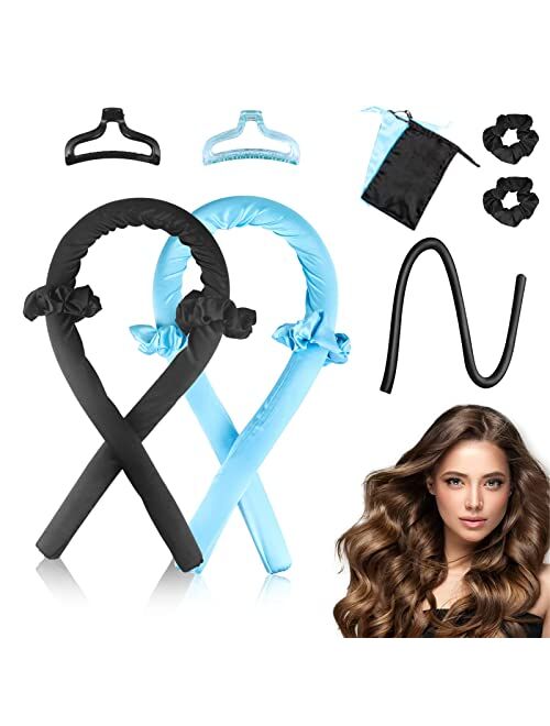 Fonixte Heatless Hair Curler - Rydowenna Hair Curlers Rollers Heatless Curling Rod Headband For Long Hair Curls No Heat Curling Ribbon Hair Roller Kit Bow Tools (black)