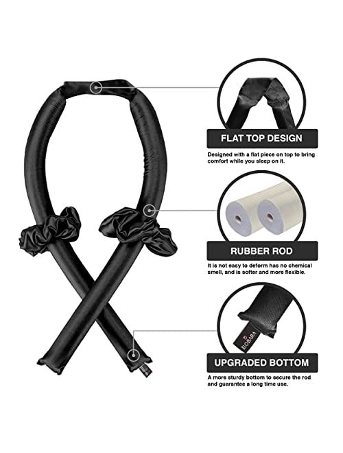 Elobara Heatless Hair Curler for Long Hair, No Heat Silk Curling Ribbon Rods with Hair Claw Clip-Curling Ribbon and Flexi Rods DIY Hair Styling Tools for Natural Hair (Pi