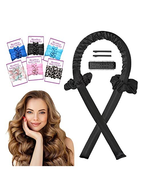 Sidinic Heatless Curling Rod Headband, Overnight Hair Curlers,No Heat Curl with Hair Clips, Heatless Curls to Sleep in Silk Ribbon Hair Rollers for Long Hair Styling Tool