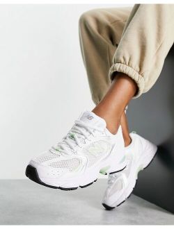 unisex 530 sneakers in white and pastel green - exclusive to ASOS