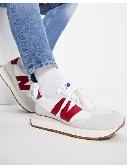New Balance 237 sneakers in white and red