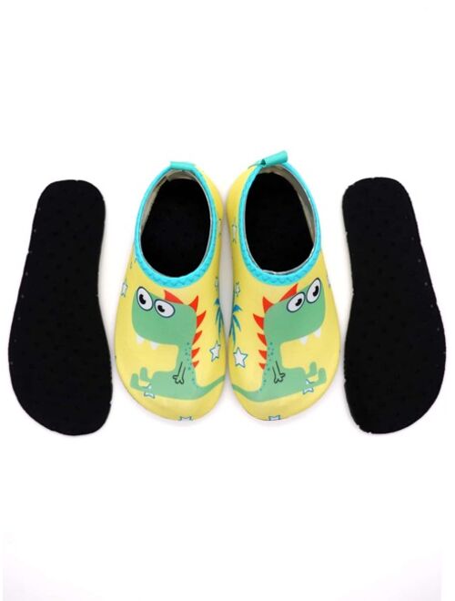 Yiwumandeng Shoes Boys Cartoon Graphic Slip-On Aqua Socks, Polyester Round Toe Sporty Sneakers