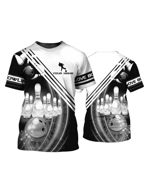 Nazenti Personalized Bowling with Name 3D Shirt, Custom Team Shirts for Bowling Lovers, Sport All Over Print Shirt for Men Women