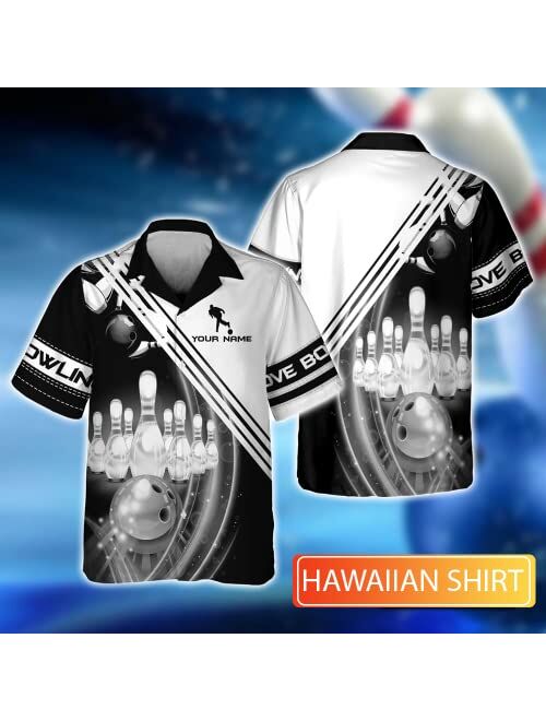 Nazenti Personalized Bowling with Name 3D Shirt, Custom Team Shirts for Bowling Lovers, Sport All Over Print Shirt for Men Women