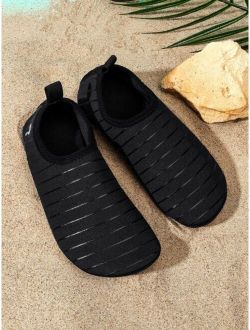 Wisen Shoes Boys Cartoon Graphic Slip-On Water Shoes, Sporty Outdoor Black Fabric Aqua Socks