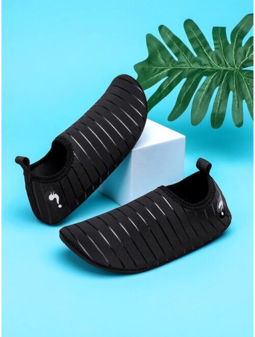 Wisen Shoes Boys Cartoon Graphic Slip-On Water Shoes, Sporty Outdoor Black Fabric Aqua Socks