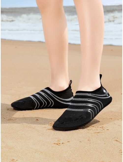 Wisen Shoes Boys Striped Pattern Slip-on Water Shoes, Sporty Beach Fabric Aqua Socks