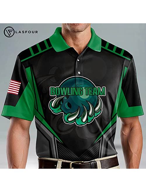 LASFOUR Custom Bowling Shirts for Men Women Funny, 3D Bowling Shirts Unisex with Name, Bowling Team Shirts for Men and Women