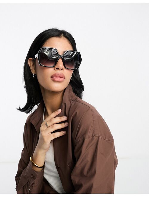 ASOS DESIGN oversized 70s sunglasses in shiny black