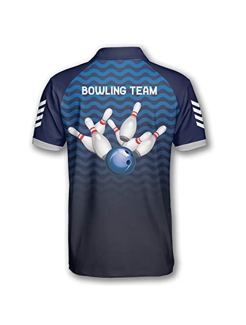 PRIMESTY Personalized Bowling Shirts for Men Custom Name and Team Name Bowling Polo Shirts Bowling Jerseys Size S-5XL