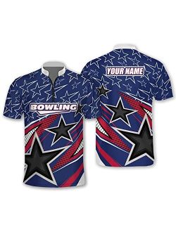 LASFOUR Personalized 3D Bowling Jerseys for Men, Custom Bowling Shirts for Men Team, USA Bowling League Jersey Team Shirts