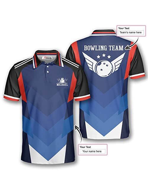 PRIMESTY Custom Bowling Shirts for Men, Personalized Bowling Jerseys with Name and Team Name, Custom Bowling Polo Shirts