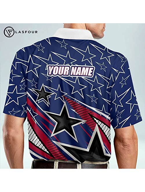 LASFOUR Custom USA Bowling Shirts with Name, Eagles Bowling Jerseys for Men, Patriotic Bowling Team Shirts for Men and Women