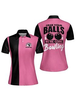 LASFOUR Personalized 3D Funny Bowling Shirts for Women, Custom Bowling Team Shirts for Women, Women Bowling Jerseys