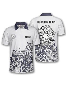PRIMESTY Custom Bowling Shirts for Men, Personalized Patriotic American Flag Bowling Jerseys, Custom Bowling Polo Shirts