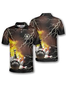 PRIMESTY Custom Bowling Shirts for Men, Custom Name and Teamname Bowling Jerseys, Personalized Bowling Polo Shirts