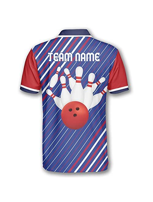 PRIMESTY Custom Bowling Shirts for Men, Custom Bowling Jerseys with Name and Team Name, Personalized Bowling Polo Shirts