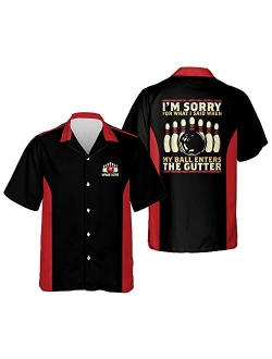LASFOUR Custom Bowling Shirts for Men Retro, Vintage Bowling Button-Down Short Sleeve Hawaiian Shirts for Men and Women