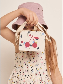 cherry-print cotton shoulder bag