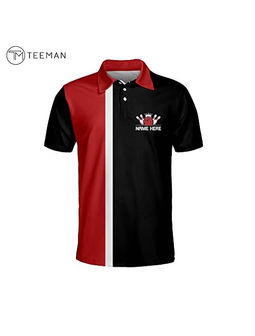 TEEMAN Custom Funny Bowling Shirt with Name, Men's Bowling Team Shirts Short Sleeve Lightweight for Men and Women