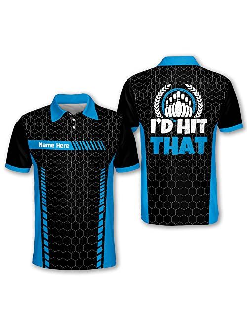 TEEMAN Custom Funny Bowling Shirts with Names, Id Hit That Mens Bowling Shirt Jersey Short Sleeve, Bowling Team Shirt for Men