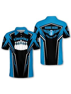 LASFOUR Custom Bowling Shirts for Men, King Pin Men's Bowling Shirts Short Sleeve, Bowling Team Shirts for Men and Women