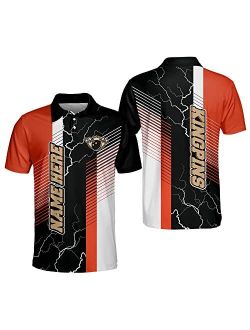 LASFOUR Custom Bowling Shirt for Men, Men's Polo Shirts Short Sleeve, Funny Bowling Team Polo for Men