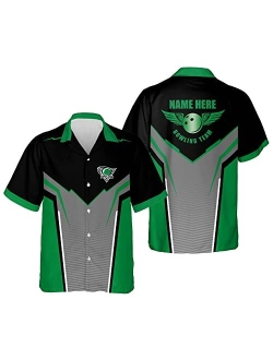 LASFOUR Custom Bowling Hawaiian Shirts for Men, Men's Bowling Button-Down Short Sleeve, Bowling Team Shirts for Men