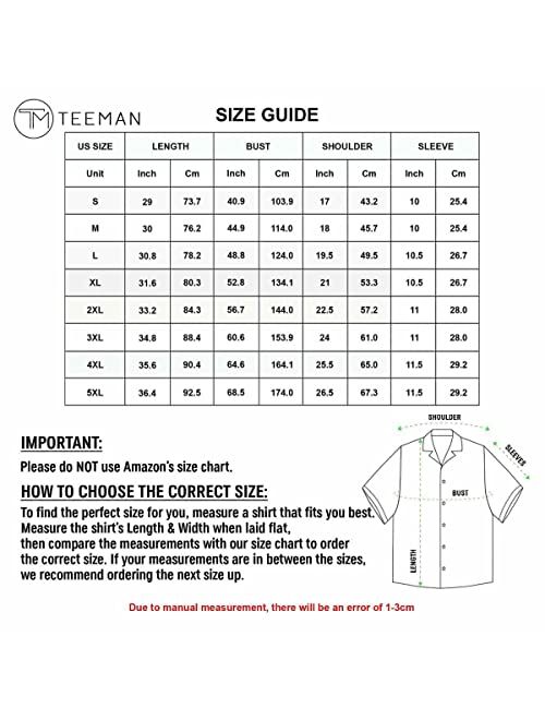 TEEMAN Custom Flag Bowling Shirts for Men, Retro Vintage Hawaiian Bowling Team Button-Down Short Sleeve Aloha Shirts